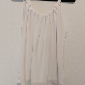 BR Cream Bunched Neck White Tank Top